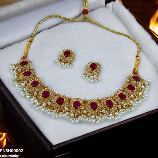 Oval Pearl Drop Necklace Set