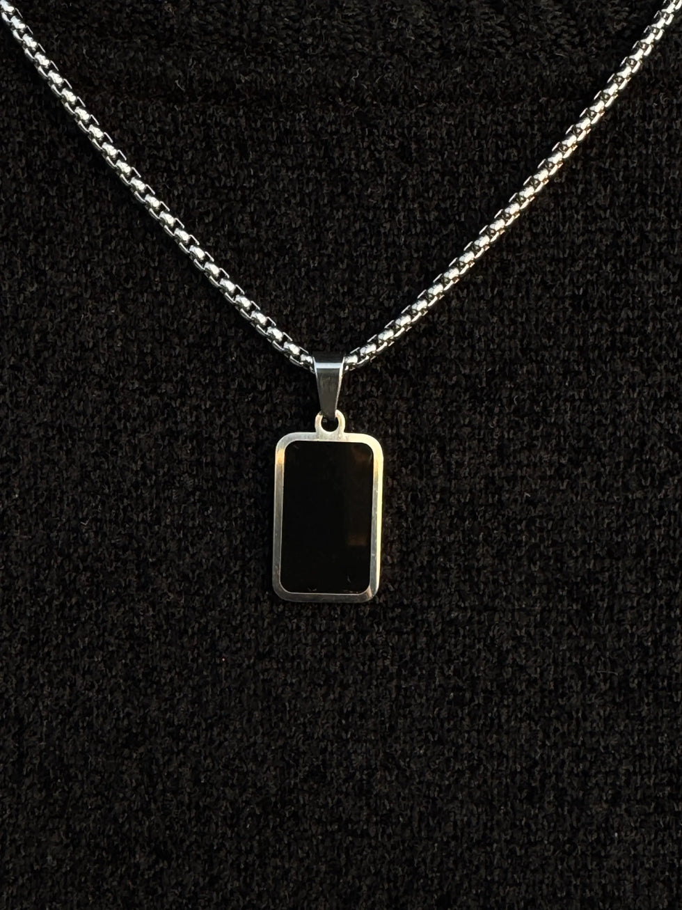 Custom Name onyx Necklace Name on Back