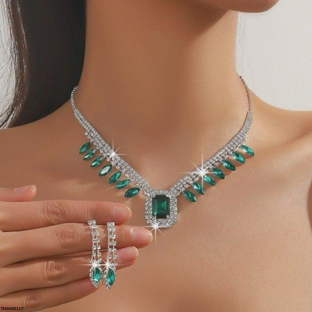 Rectangle Marquise Necklace Set